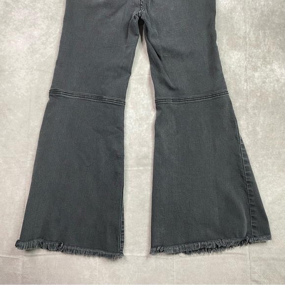 Free People Jeans 26 Black Youthquake Flare Bell Bottom High Crop Stretch Pant - Picture 6 of 16